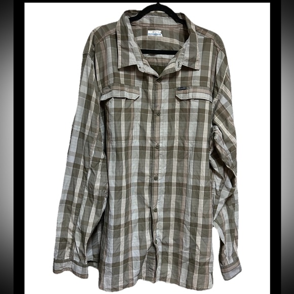 Columbia Shirt Size 4XT Plaid Omni Shade Vented Long Sleeves Velcro Pockets - Picture 1 of 7